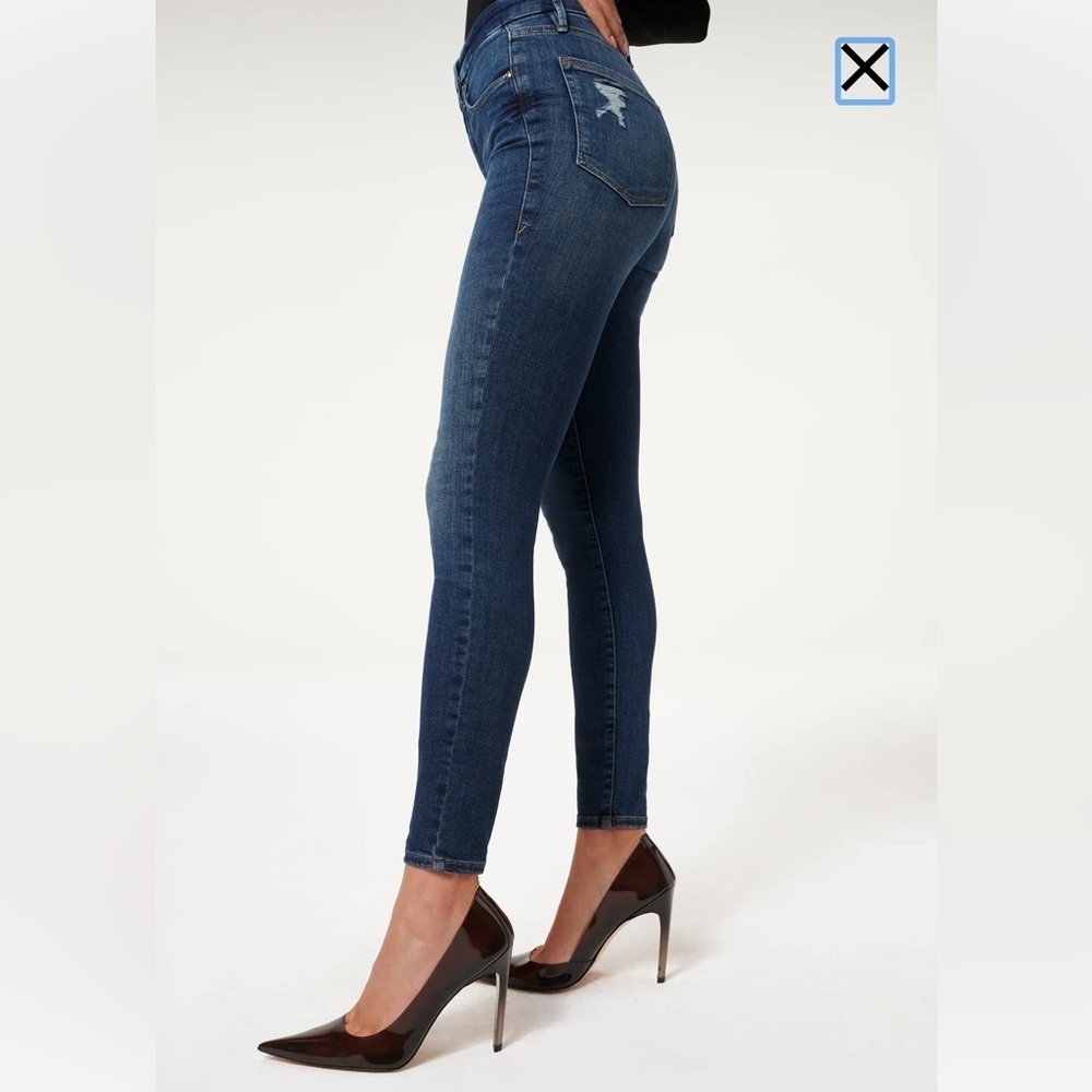 Good American Good Legs Blue 265 Distressed High Rise Skinny Jeans - Picture 4 of 10